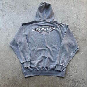 Vintage 90s Billabong Center Hit Faded Grey Hoodie Surf Hawaii Sportswear